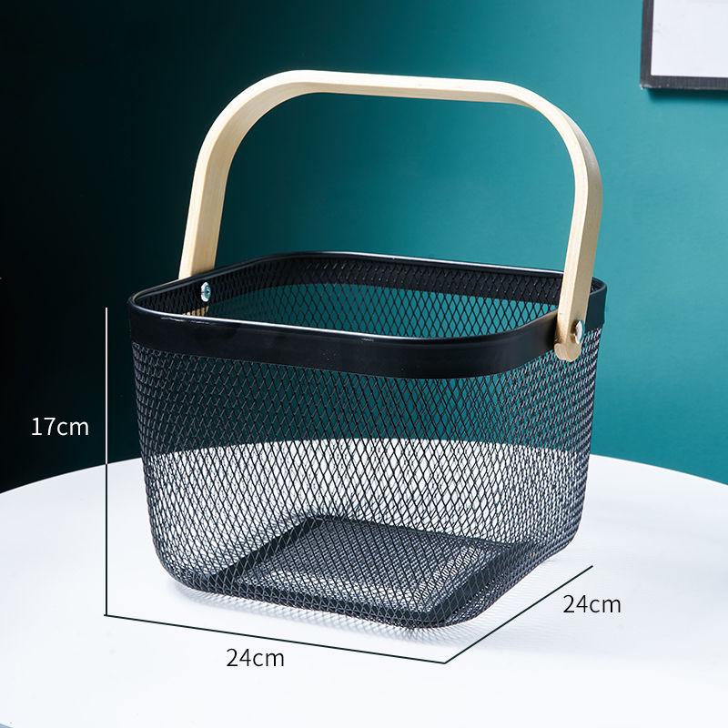 Viskana Iron Art Fruit Basket with Bamboo Handle