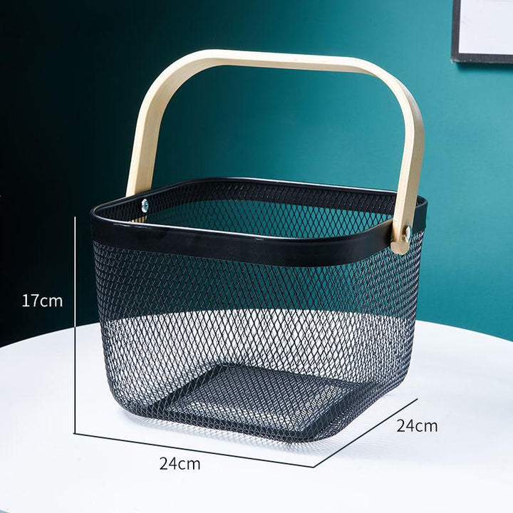 Viskana Iron Art Fruit Basket with Bamboo Handle