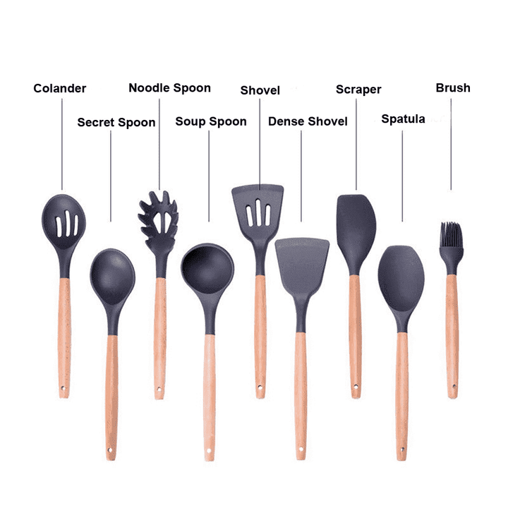 9 Pcs Silicone Kitchen Utensils Set Viskana