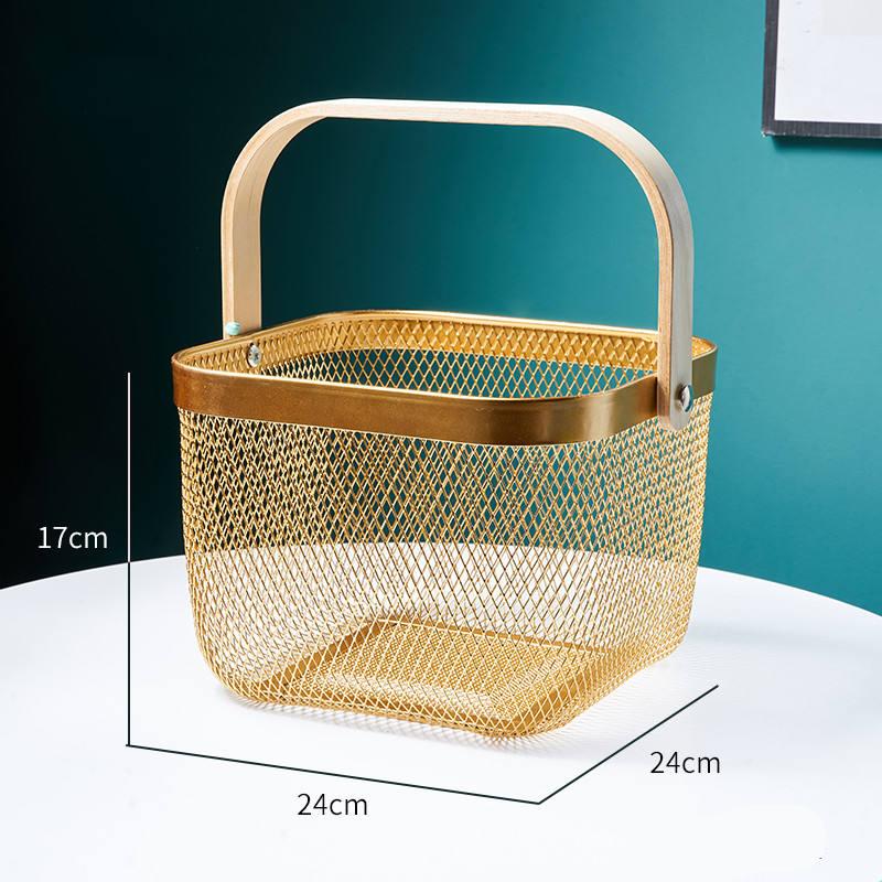 Viskana Iron Art Fruit Basket with Bamboo Handle