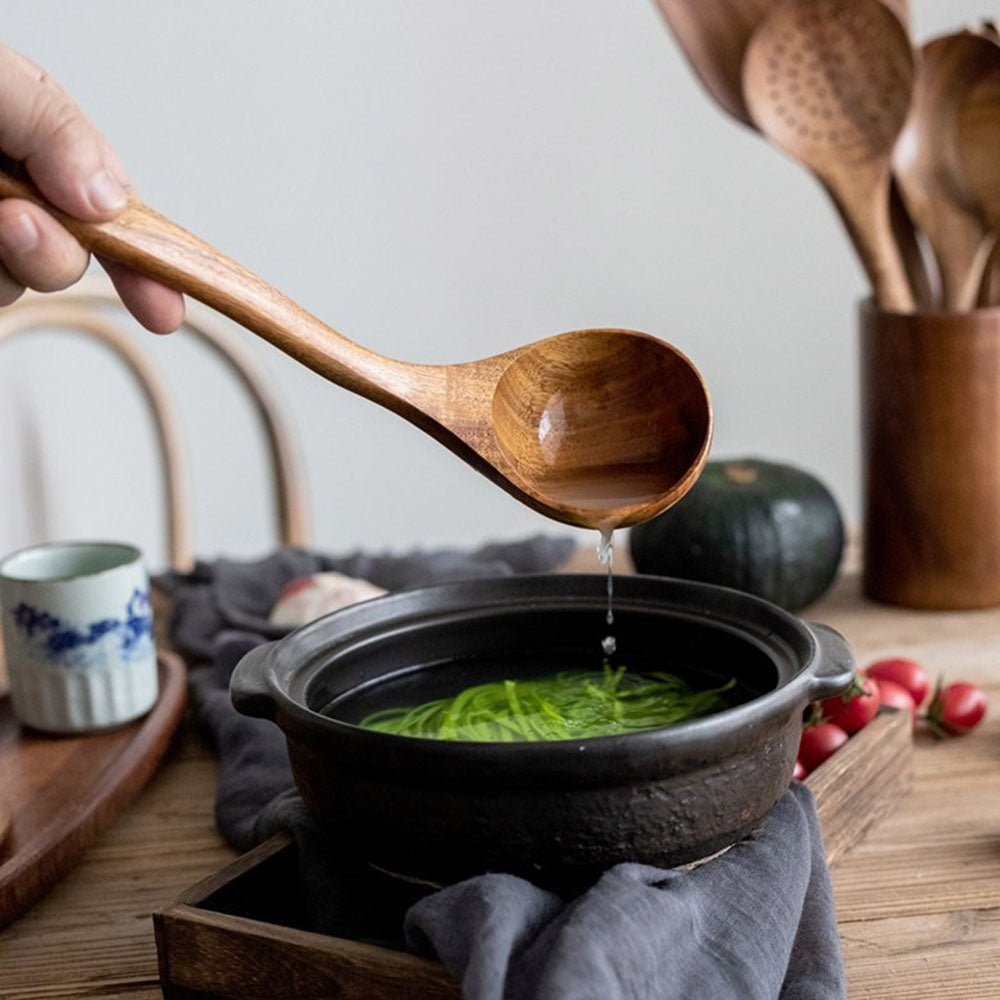 Natural Wood Tableware and Kitchen Tool Set - Non-Scratch & Easy to Clean Viskana