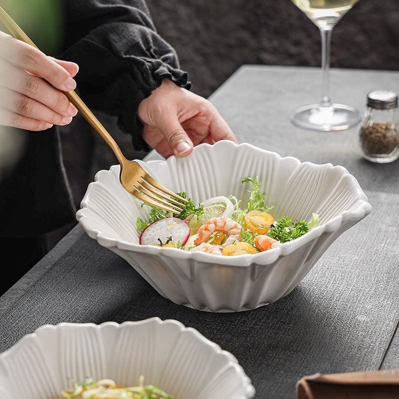 Viskana Flower Shaped Ceramic Deep Bowl