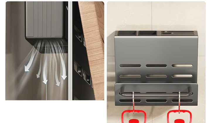 ChefSpace Wall-mounted Knife Holder with Cutting Board Storage – Stainless Steel Viskana