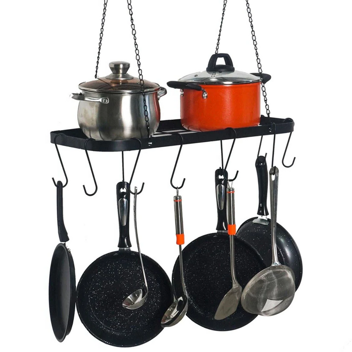 Viskana Large Capacity Rustic Pots And Pans Hanging Holder Kitchen Organizer Rack