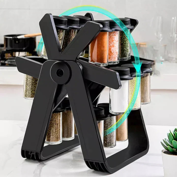 Viskana Innovative spice rack with 360° rotating function and jars for fresh spices