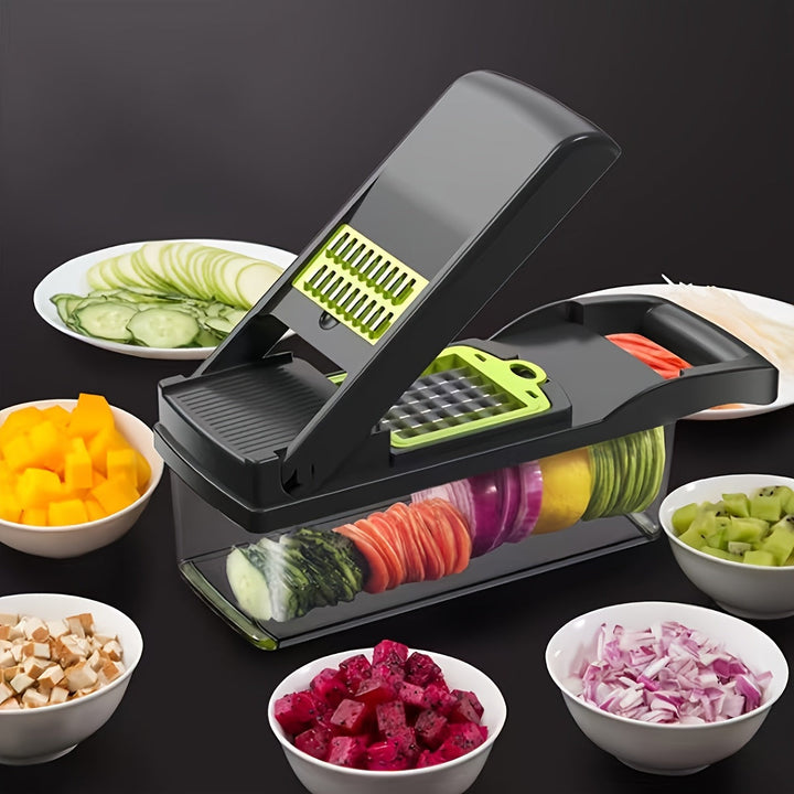 Multifunctional Vegetable Cutter 16-in-1 with Catch Container