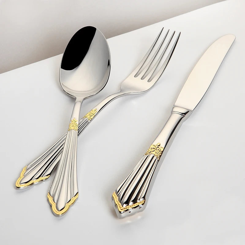 Viskana 4-Piece Luxury Gold Inlay Cutlery Set