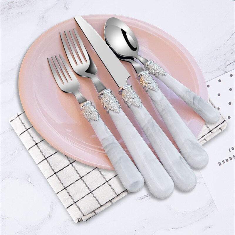 5pcs Dinnerware Dishwasher Safe Steel Flatware Set Cutlery Tableware Viskana