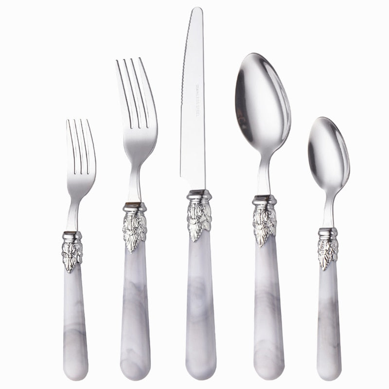 5pcs Dinnerware Dishwasher Safe Steel Flatware Set Cutlery Tableware Viskana