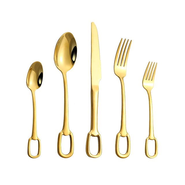 5Pcs Tableware Set Stainless Steel Cutlery Set Elegant Dinnerware Set Viskana