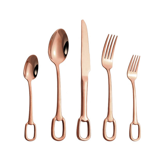 5Pcs Tableware Set Stainless Steel Cutlery Set Elegant Dinnerware Set Viskana