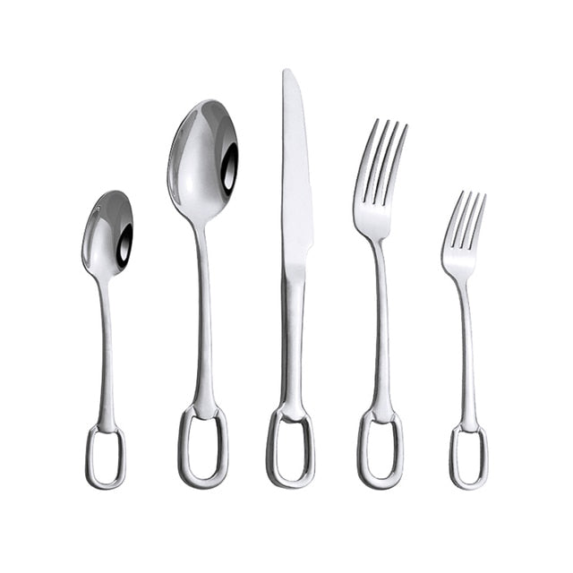 5Pcs Tableware Set Stainless Steel Cutlery Set Elegant Dinnerware Set Viskana