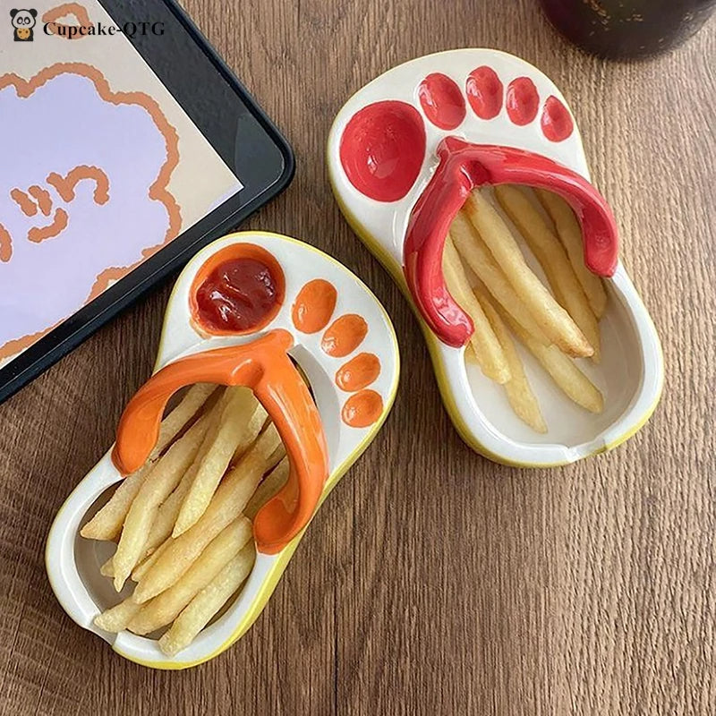 Viskana Ceramic Flip Flop Food Serving Bowl