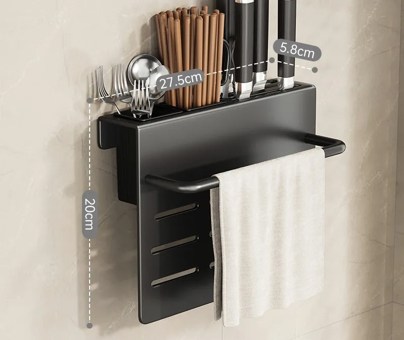 ChefSpace Wall-mounted Knife Holder with Cutting Board Storage – Stainless Steel Viskana