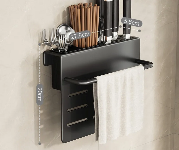 ChefSpace Wall-mounted Knife Holder with Cutting Board Storage – Stainless Steel Viskana
