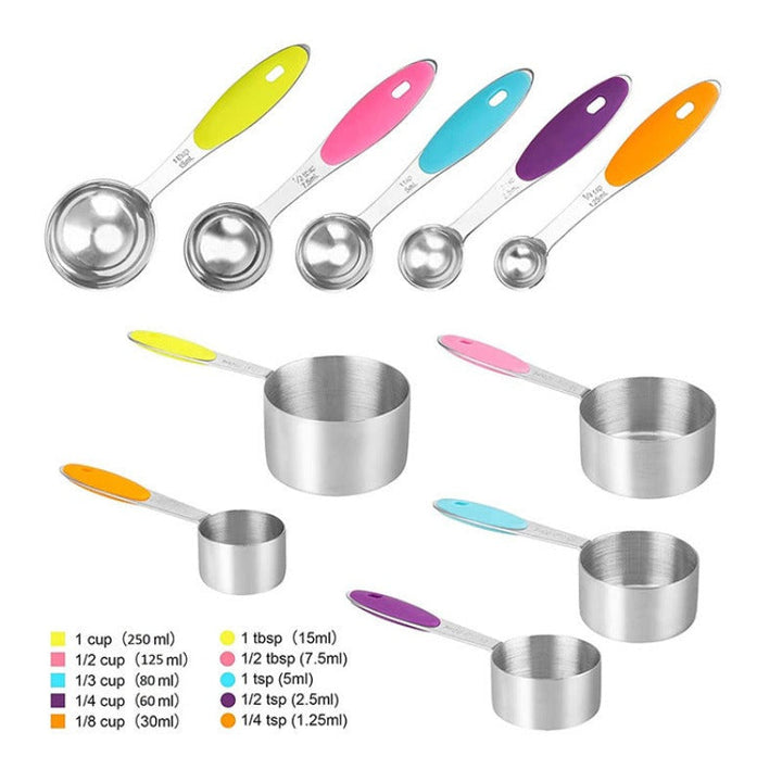 Viskana 10-Piece Stainless Steel Measuring Cups and Spoons Set