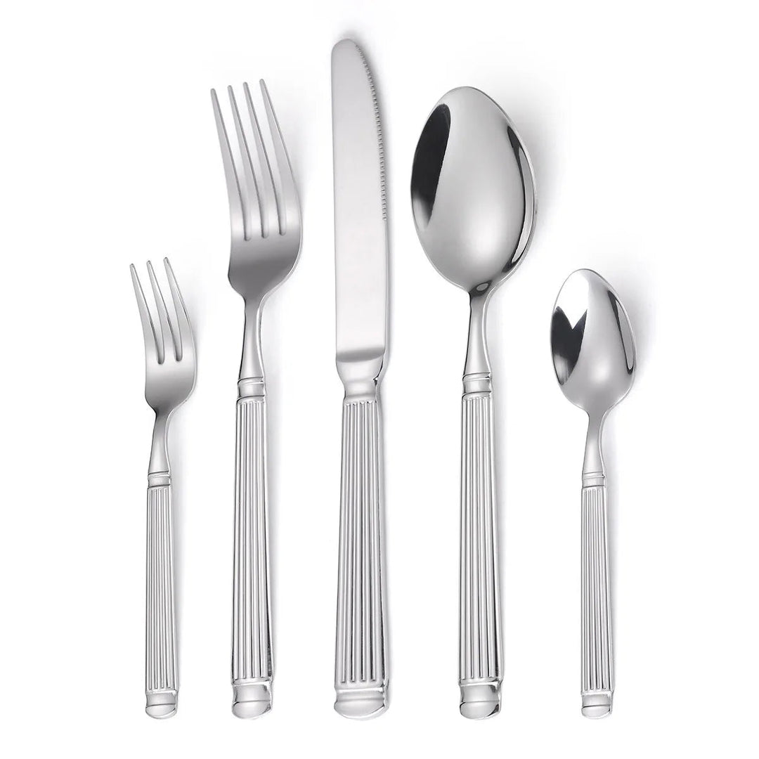 Viskana Gold Roman Column Style Cutlery Set - Stainless Steel Flatware Set