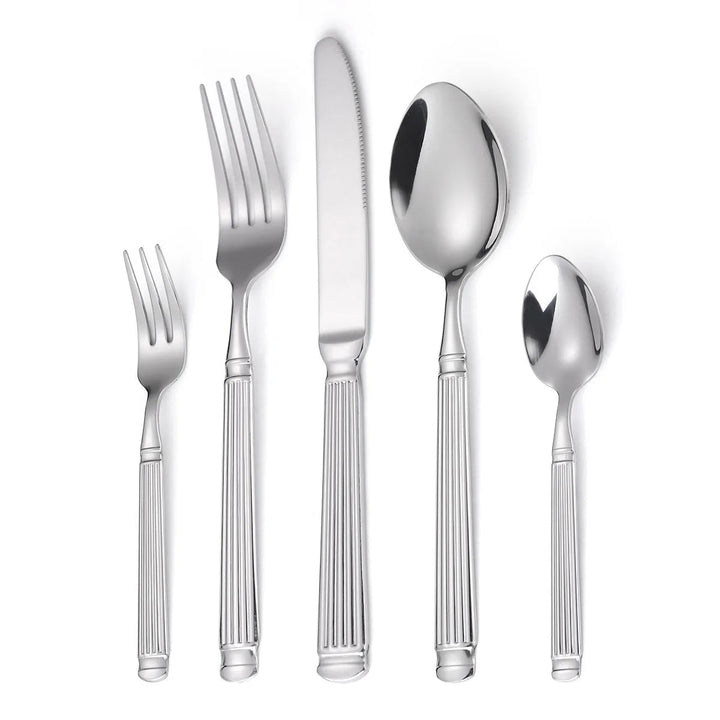 Viskana Gold Roman Column Style Cutlery Set - Stainless Steel Flatware Set