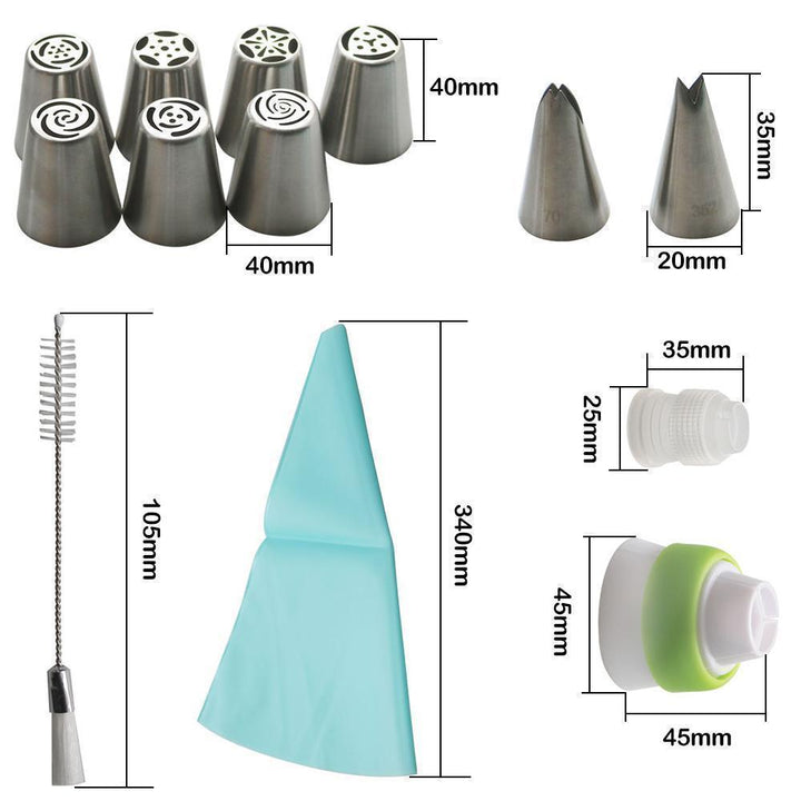 Viskana Stainless steel spout set (13 pieces) for cupcakes and cake decoration action
