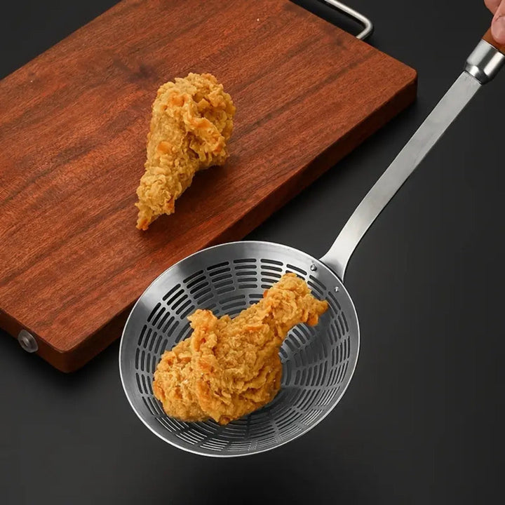 Viskana Stainless Steel Wooden Strainer Ladle