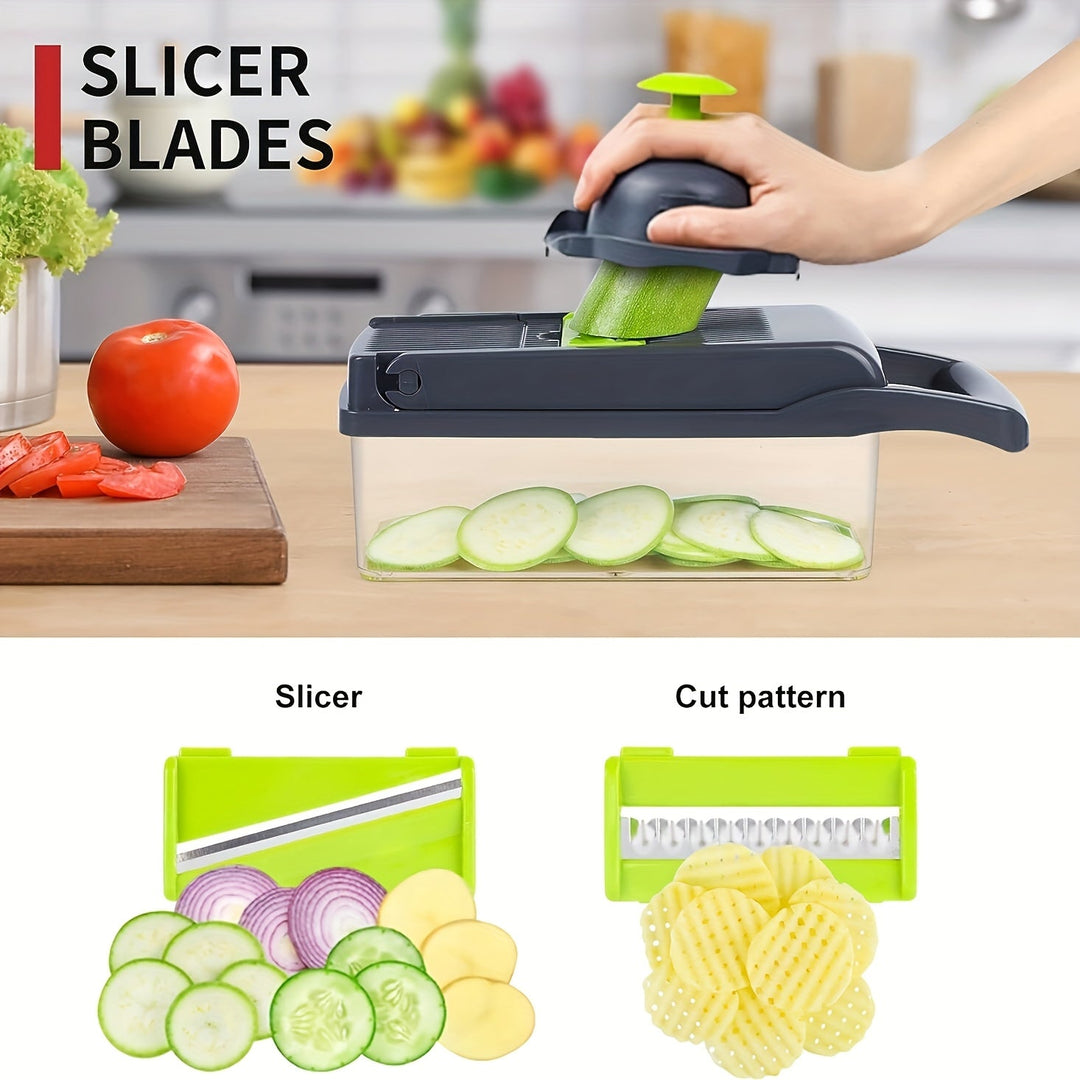 Multifunctional Vegetable Cutter 16-in-1 with Catch Container