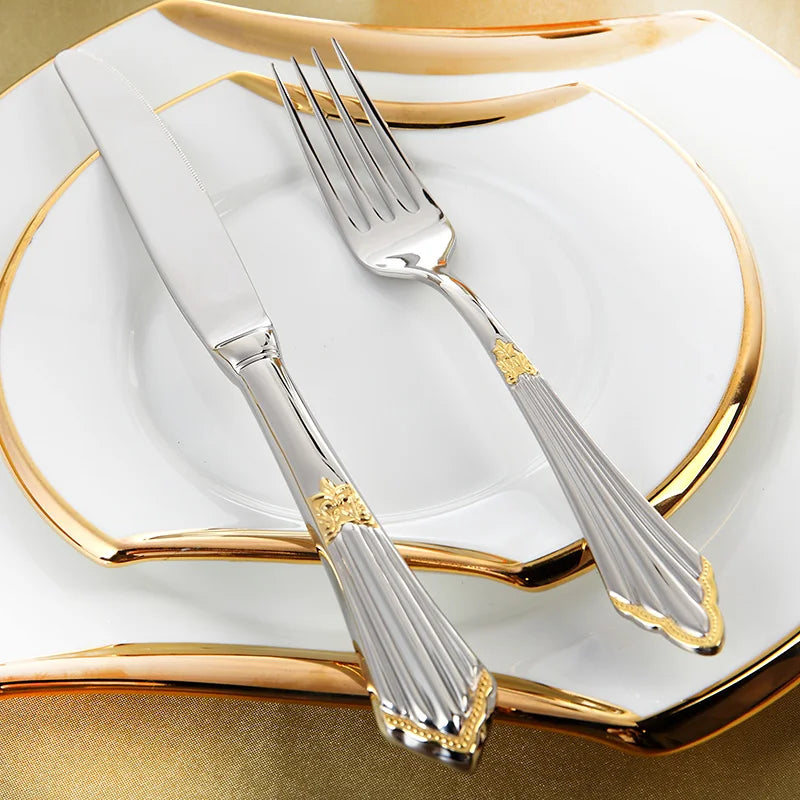 Viskana 4-Piece Luxury Gold Inlay Cutlery Set