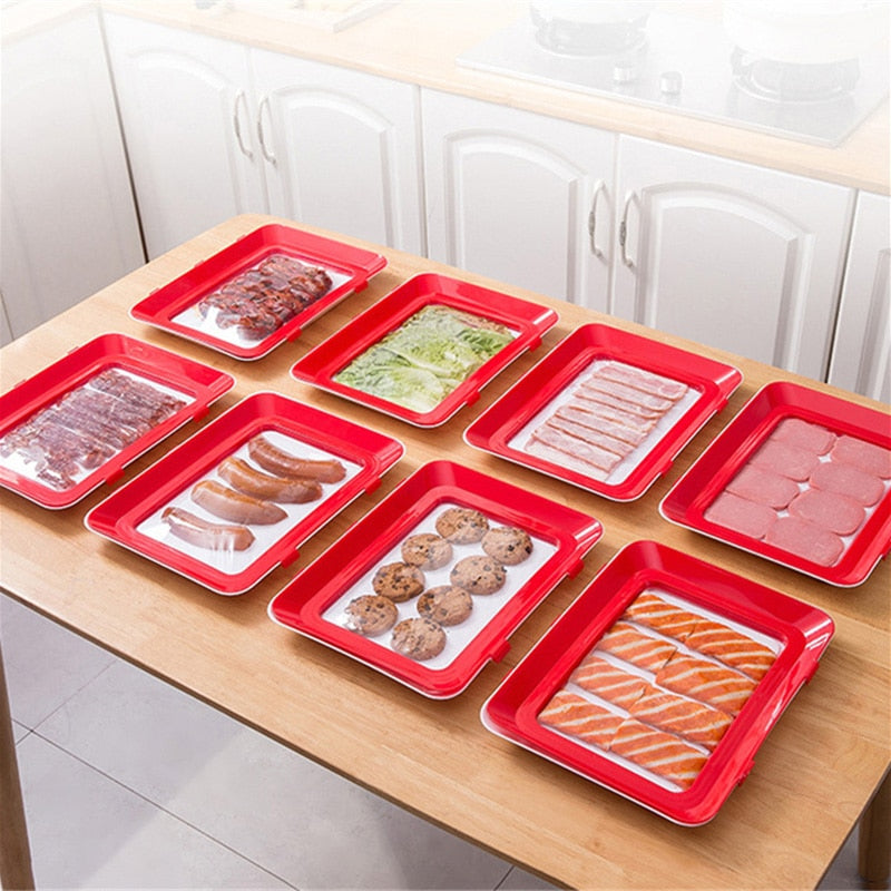 6pcs Creative Vacuum Food Preservation Tray Plate Storage Organizer Viskana