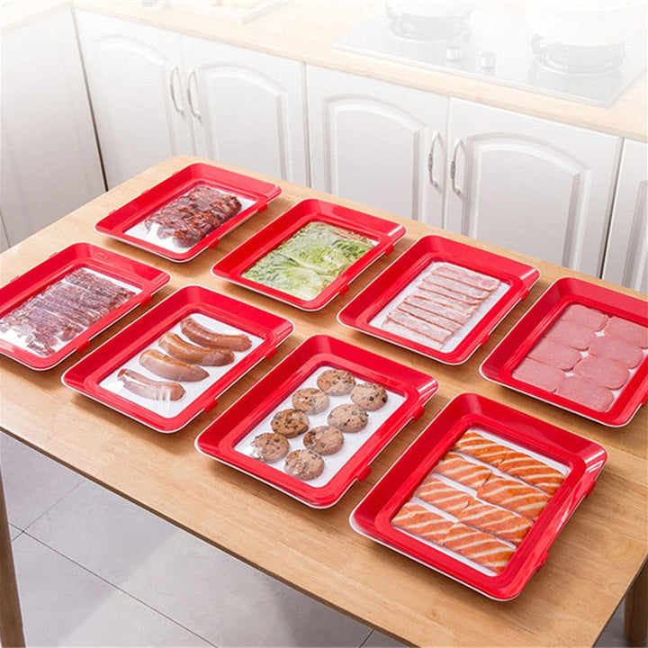 6pcs Creative Vacuum Food Preservation Tray Plate Storage Organizer Viskana