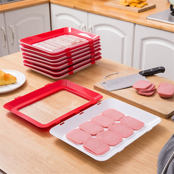 6pcs Creative Vacuum Food Preservation Tray Plate Storage Organizer Viskana