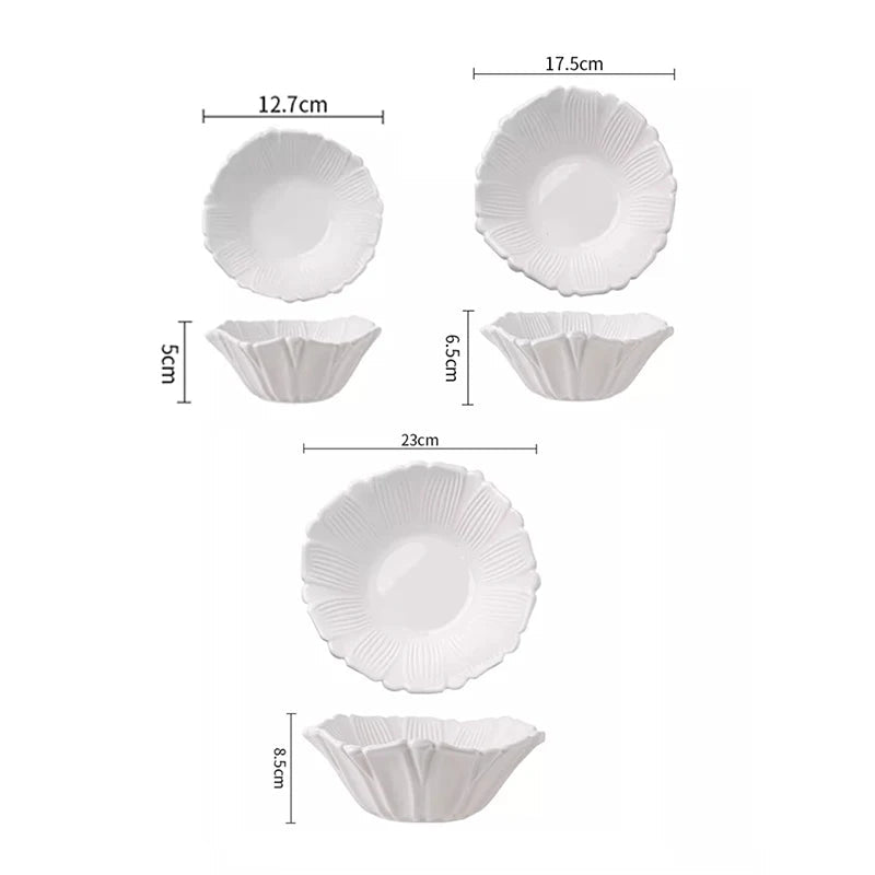 Viskana Flower Shaped Ceramic Deep Bowl