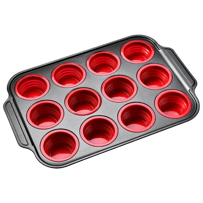 Viskana Press-Release Silicone Muffin Pan with Sturdy Metal Frame