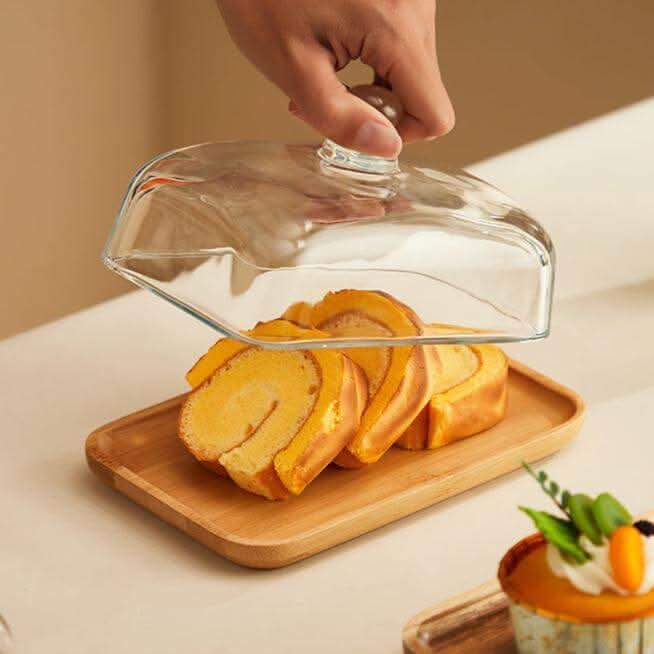 Viskana Wooden Butter Dish with Glass Lid – Elegant Tableware