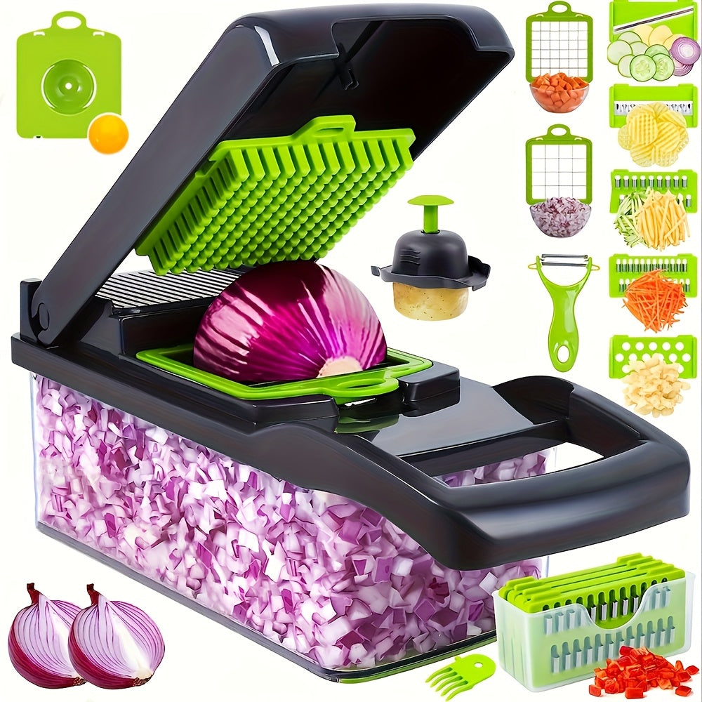 Multifunctional Vegetable Cutter 16-in-1 with Catch Container