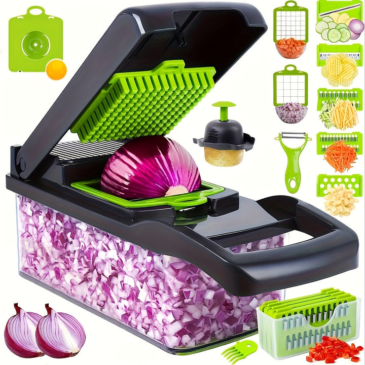 Multifunctional Vegetable Cutter 16-in-1 with Catch Container