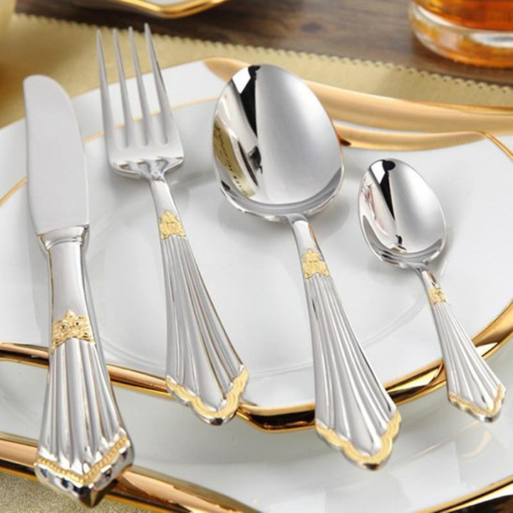 Viskana 4-Piece Luxury Gold Inlay Cutlery Set
