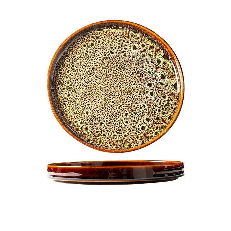 7.5" Ceramic Dumpling Dish Plate Round Tray Dinner Tableware Plate Viskana