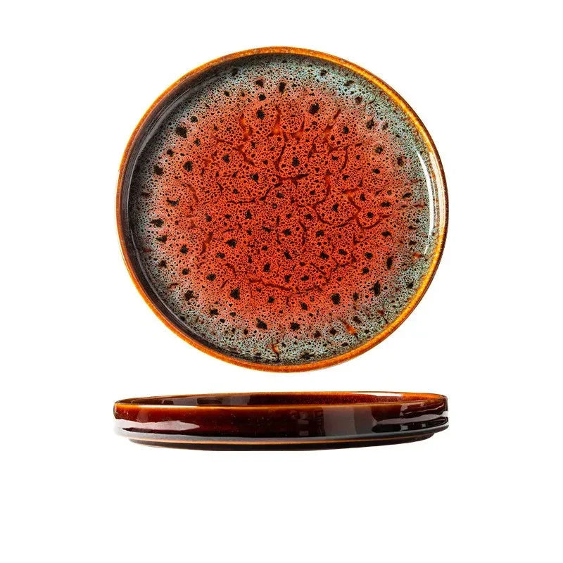7.5" Ceramic Dumpling Dish Plate Round Tray Dinner Tableware Plate Viskana