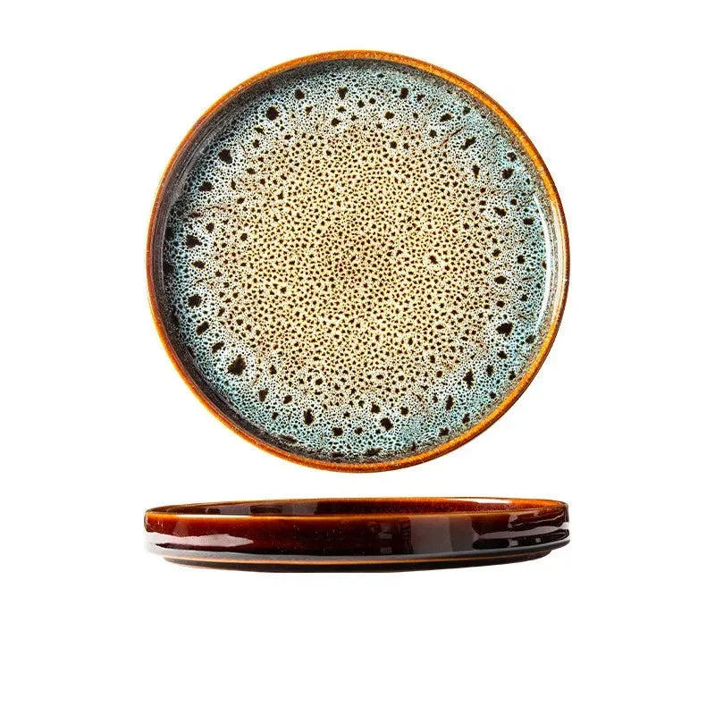 7.5" Ceramic Dumpling Dish Plate Round Tray Dinner Tableware Plate Viskana