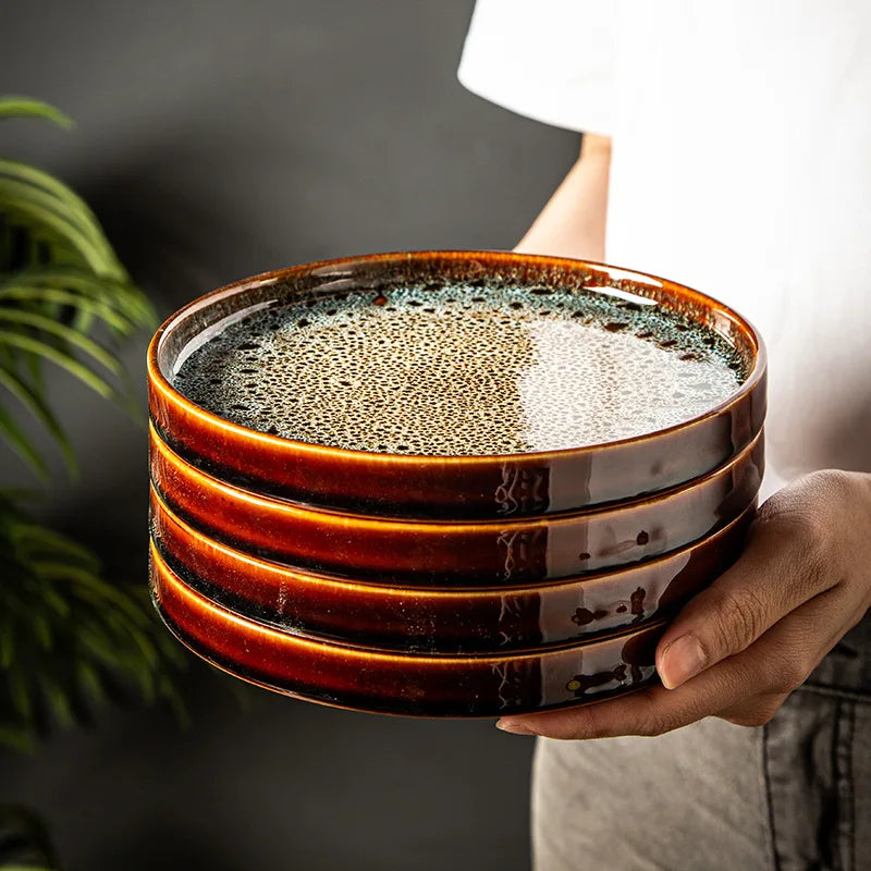 7.5" Ceramic Dumpling Dish Plate Round Tray Dinner Tableware Plate Viskana