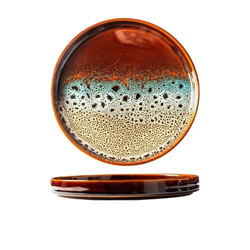 7.5" Ceramic Dumpling Dish Plate Round Tray Dinner Tableware Plate Viskana
