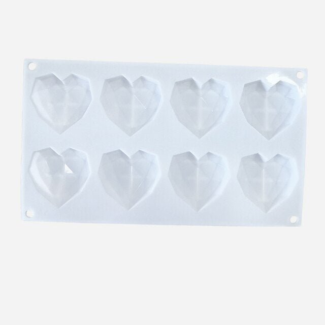 8 Cavity Diamond Heart Silicone Cake Molds Heart Shape Molds Viskana