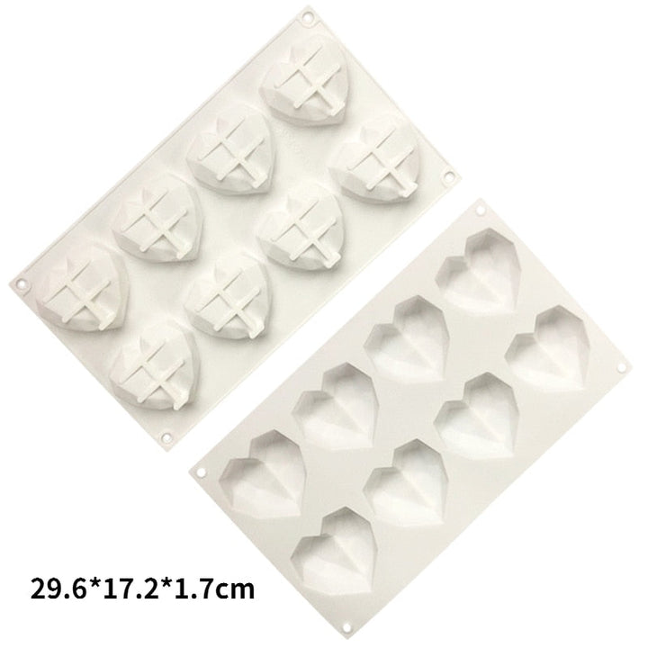 8 Cavity Diamond Heart Silicone Cake Molds Heart Shape Molds Viskana