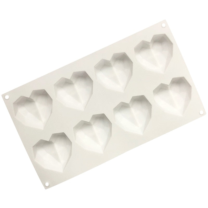 8 Cavity Diamond Heart Silicone Cake Molds Heart Shape Molds Viskana