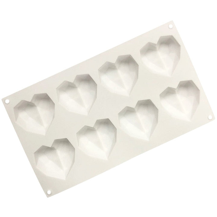 8 Cavity Diamond Heart Silicone Cake Molds Heart Shape Molds Viskana