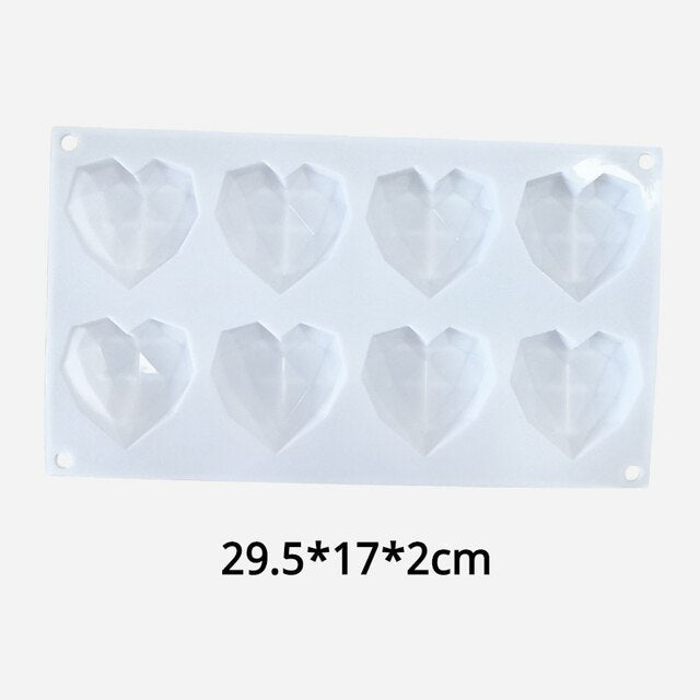 8 Cavity Diamond Heart Silicone Cake Molds Heart Shape Molds Viskana