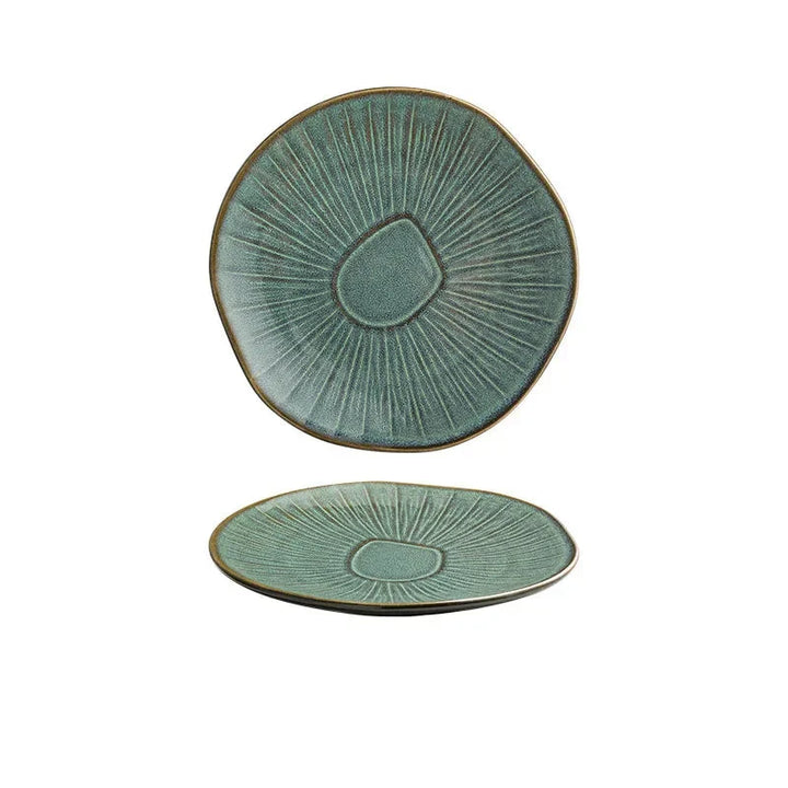 8" Retro Ceramic Round Plate Western Platter Kitchen Tableware Viskana