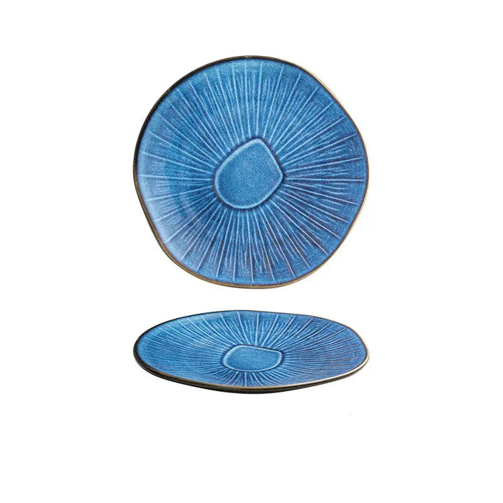 8" Retro Ceramic Round Plate Western Platter Kitchen Tableware Viskana