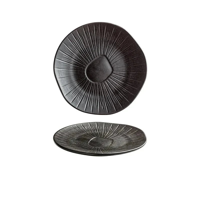 8" Retro Ceramic Round Plate Western Platter Kitchen Tableware Viskana