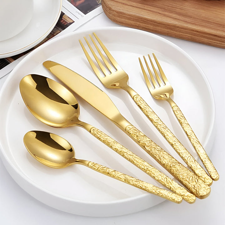 Viskana 30-Piece Luxury Golden Cutlery Set