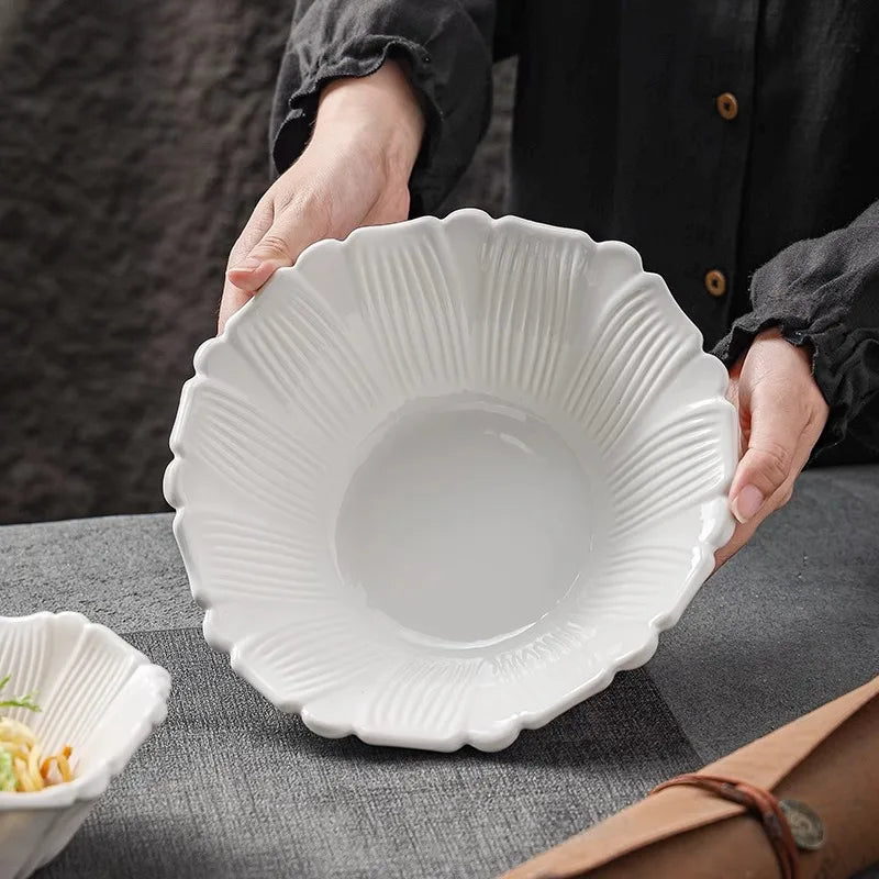 Viskana Flower Shaped Ceramic Deep Bowl